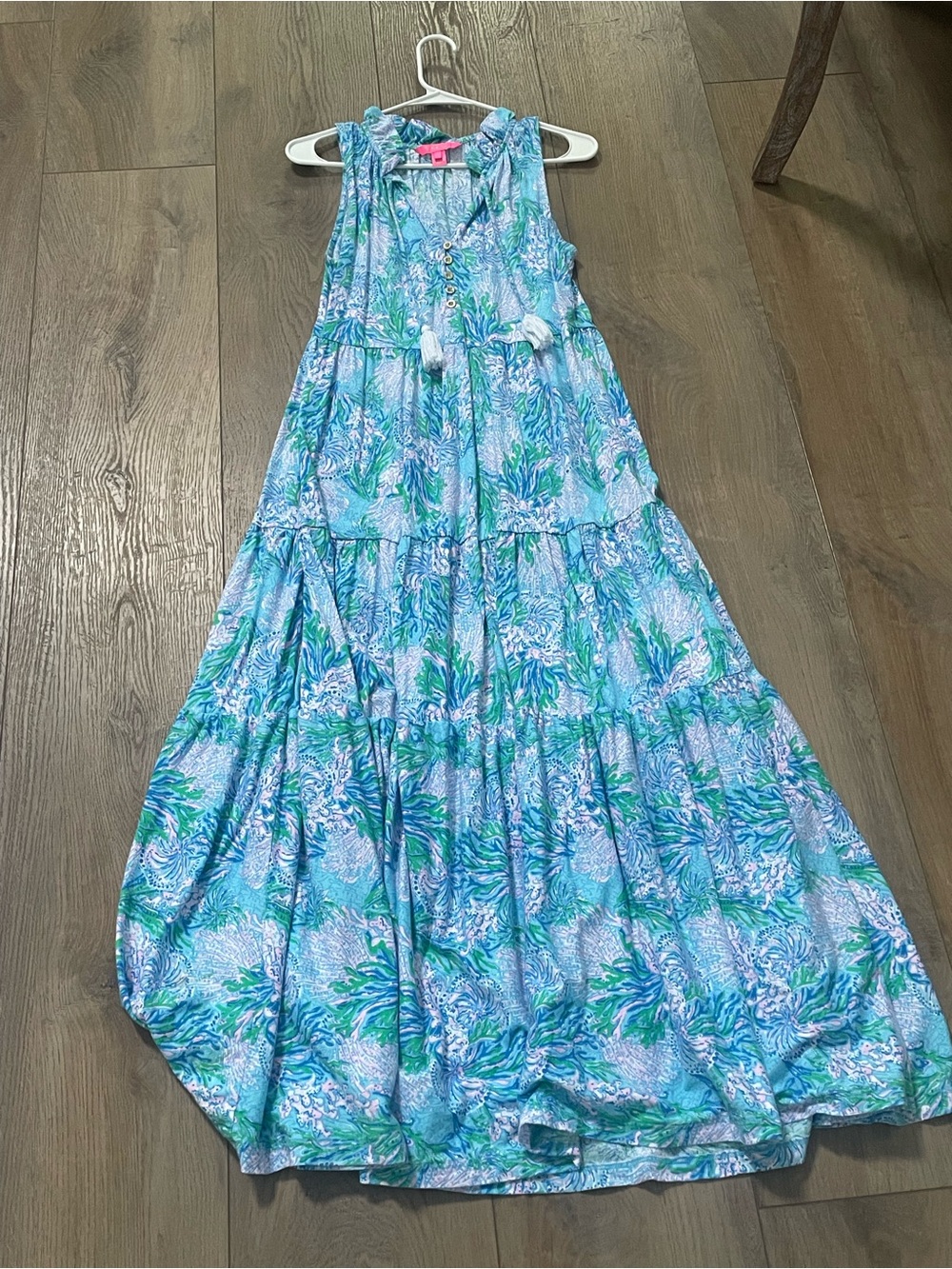 Lilly Pulitzer Blue & Green Floral Maxi Dress